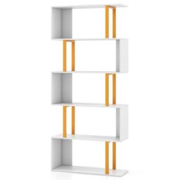 Costway 5-Tier Geometric Bookcase 157CM S-Shaped Bookshelf in White - thumbnail 8