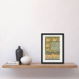 "Artery8 Swans Butterflies Deer Patterns Vintage Framed Wall Art Print Verneuil in Green - Size: W12"" x H16""" - thumbnail 4