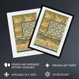"Artery8 Swans Butterflies Deer Patterns Vintage Framed Wall Art Print Verneuil in Green - Size: W12"" x H16""" - thumbnail 2