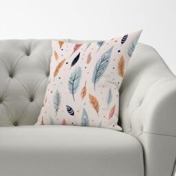 Warren Reed - Designer Pastel Feather Pattern Cushions in Blue - Size: 45 cm x 45 cm - thumbnail 3