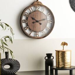 Wyld and Coco Brown 52cm Wall Clock with Glass Face and Arabic Numerals - thumbnail 1