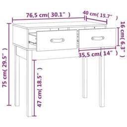 Berkfield Home Beautiful Console Table Grey 76.5x40x75 cm Solid Wood Pine - thumbnail 9