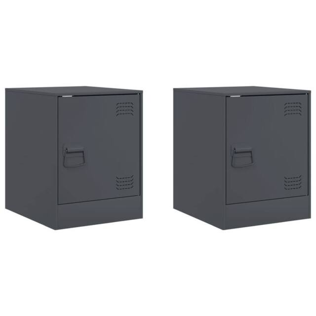 Berkfield Home Bedside Cabinets 2 pcs Anthracite 34.5x39x44 cm Steel in Charcoal - image 1