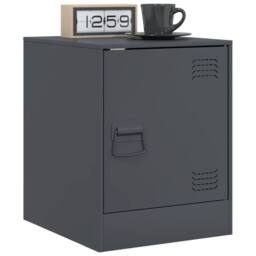 Berkfield Home Bedside Cabinets 2 pcs Anthracite 34.5x39x44 cm Steel in Charcoal - thumbnail 3