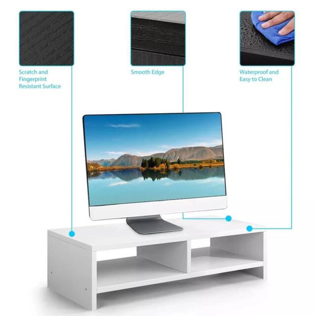 FORGEVIO White Monitor Riser Stand Laptop TV Screen Desktop Display Rack - image 1