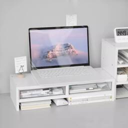 FORGEVIO White Monitor Riser Stand Laptop TV Screen Desktop Display Rack - thumbnail 3