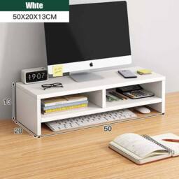 FORGEVIO White Monitor Riser Stand Laptop TV Screen Desktop Display Rack - thumbnail 2