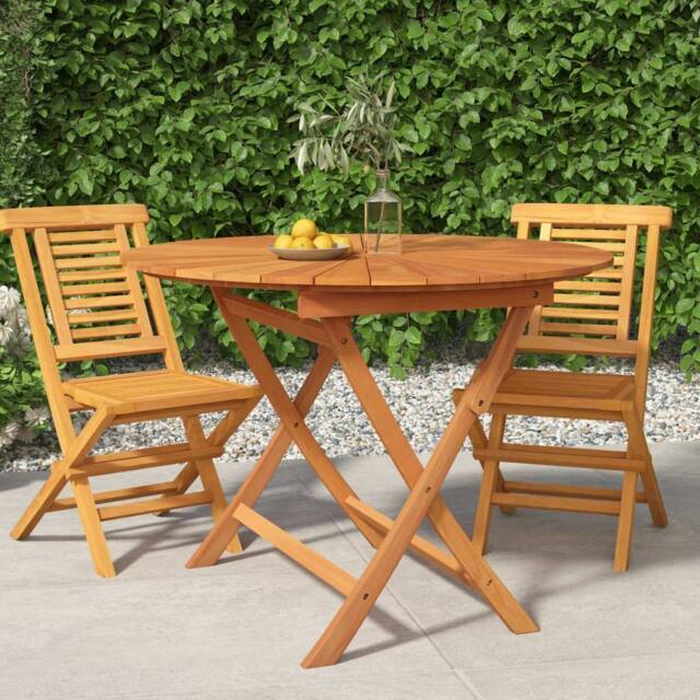 Berkfield Home Folding Garden Table Ã˜ 85x75 cm Solid Wood Teak in Brown - image 1