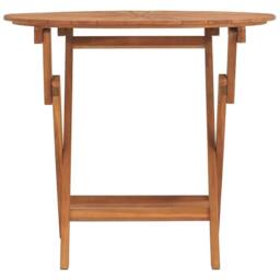 Berkfield Home Folding Garden Table Ã˜ 85x75 cm Solid Wood Teak in Brown - thumbnail 3