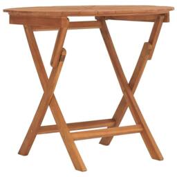 Berkfield Home Folding Garden Table Ã˜ 85x75 cm Solid Wood Teak in Brown - thumbnail 2