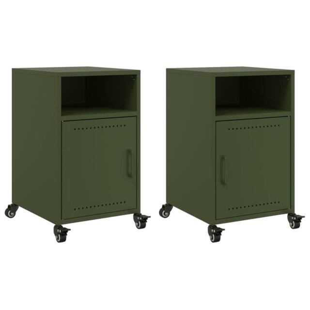Berkfield Home Bedside Cabinets 2 pcs Olive Green 36x39x59 cm Steel - Size: 36 x 39 x 59 cm - image 1