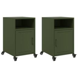 Berkfield Home Bedside Cabinets 2 pcs Olive Green 36x39x59 cm Steel - Size: 36 x 39 x 59 cm