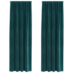 Berkfield Home Blackout Curtains with Top Tape 2 pcs Dark Green Velvet - thumbnail 2