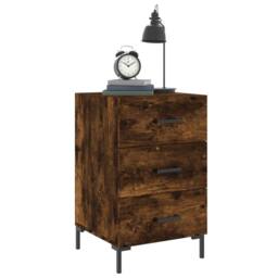 Berkfield Home Bedside Cabinet Smoked Oak 40x40x66 cm Engineered Wood in Brown - Size: 40 x 40 x 66 cm - thumbnail 3