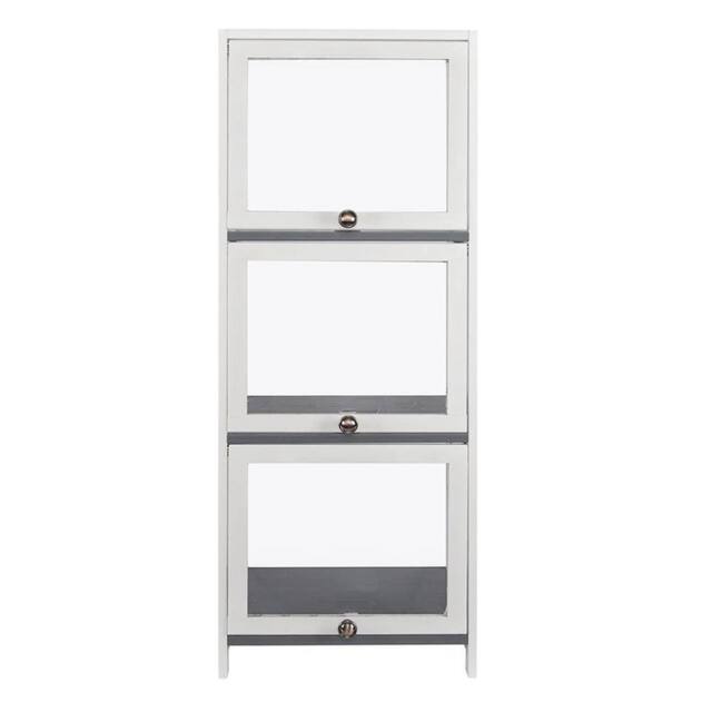 VOGREX Dustproof Bamboo Display Case, Blind Box Storage Rack Cabinet Shelf in White - image 1