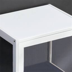 VOGREX Dustproof Bamboo Display Case, Blind Box Storage Rack Cabinet Shelf in White - thumbnail 5