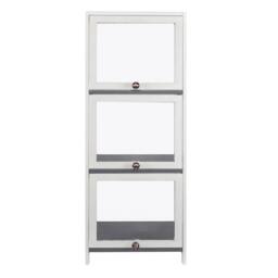 VOGREX Dustproof Bamboo Display Case, Blind Box Storage Rack Cabinet Shelf in White