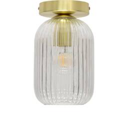 First Choice Lighting Set of 2 Batley - Clear Glass Satin Brass Ceiling Light Fittings - thumbnail 2