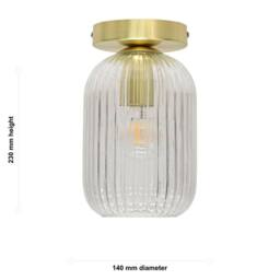 First Choice Lighting Set of 2 Batley - Clear Glass Satin Brass Ceiling Light Fittings - thumbnail 6