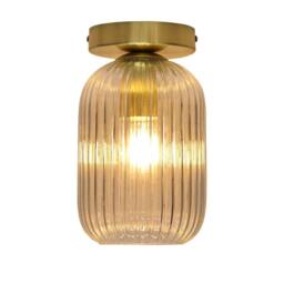 First Choice Lighting Set of 2 Batley - Clear Glass Satin Brass Ceiling Light Fittings - thumbnail 3