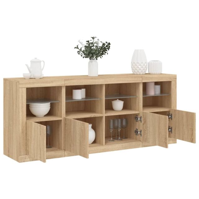 Berkfield Home Sideboard with LED Lights Sonoma Oak 163x37x67 cm in Brown - Size: 163 x 37 x 67 cm - image 1