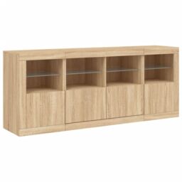Berkfield Home Sideboard with LED Lights Sonoma Oak 163x37x67 cm in Brown - Size: 163 x 37 x 67 cm - thumbnail 5
