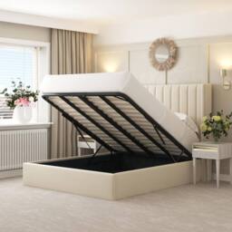 "Bed Choices Madison Upholstered Bed Frame with 54"" Metal Ottoman Gas Lift in Blue - Size: Super King" - thumbnail 2