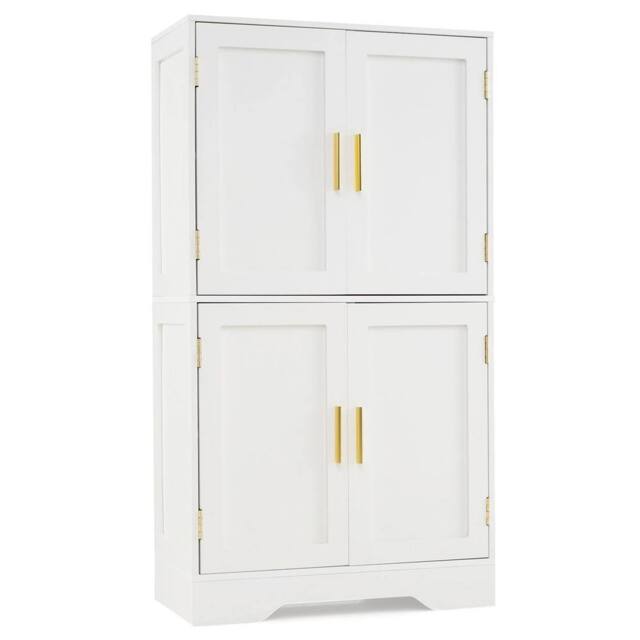 VOGREX Freestanding Pantry Floor Storage Cabinet Anti-Toppling Kits Included in White - image 1