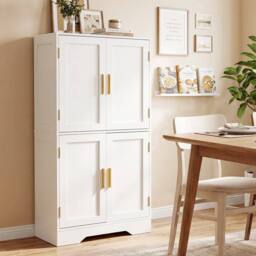 VOGREX Freestanding Pantry Floor Storage Cabinet Anti-Toppling Kits Included in White - thumbnail 4