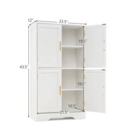VOGREX Freestanding Pantry Floor Storage Cabinet Anti-Toppling Kits Included in White - thumbnail 2