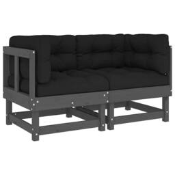 Berkfield Home Beautiful Corner Sofas with Cushions 2 pcs Grey Solid Wood Pine - thumbnail 3