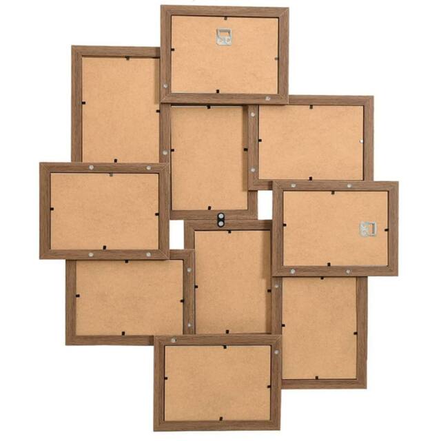 Berkfield Home Modern Collage Photo Frame for 10x(13x18 cm) Picture Light Brown MDF - Size: 13x18 cm - image 1