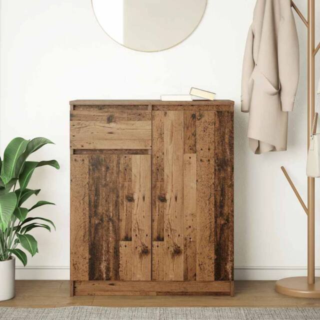 Berkfield Home Sideboard with Drawer Old Wood 71x35x84 cm Engineered Wood in Brown - Size: 71 x 35 x 84 cm - image 1
