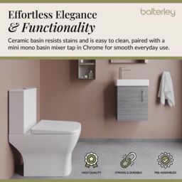 Balterley Wall Hung Vanity, Toilet, Cistern, Seat & Mini Tap - Anthracite/Chrome in White - thumbnail 4
