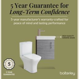Balterley Wall Hung Vanity, Toilet, Cistern, Seat & Mini Tap - Anthracite/Chrome in White - thumbnail 6
