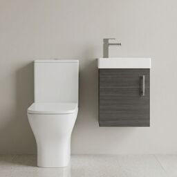 Balterley Wall Hung Vanity, Toilet, Cistern, Seat & Mini Tap - Anthracite/Chrome in White - thumbnail 8