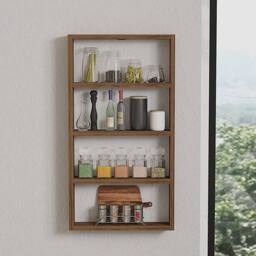 CALICOSY LYA 4-Shelf Wall Shelf, 80Cm High in Walnut - thumbnail 4