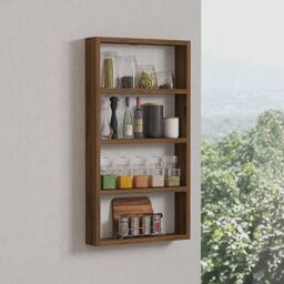 CALICOSY LYA 4-Shelf Wall Shelf, 80Cm High in Walnut - thumbnail 2