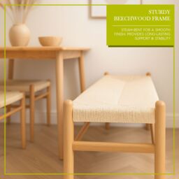 Nicholas Winter Wooden Scandi Danish Style Dining Bench - Natural/Natural in Natural - thumbnail 3