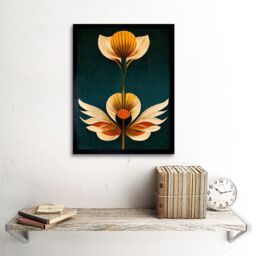 "Artery8 Wall Art Print Art Deco Abstract Tulips Orange Mustard Bold Painting Art Framed - Size: W12"" x H16""" - thumbnail 2