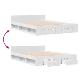 Berkfield Home Bed Frame with Drawers without Mattress White 140x190 cm - thumbnail 7