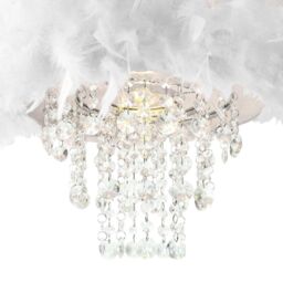 Happy Homewares Feather Pendant Light Shade with Transparent Acrylic Droplets in White - thumbnail 4