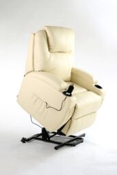 More4Homes Cinemo Single Motor Rise Recliner Bonded Leather Heat & Massage Chair in Cream - thumbnail 5