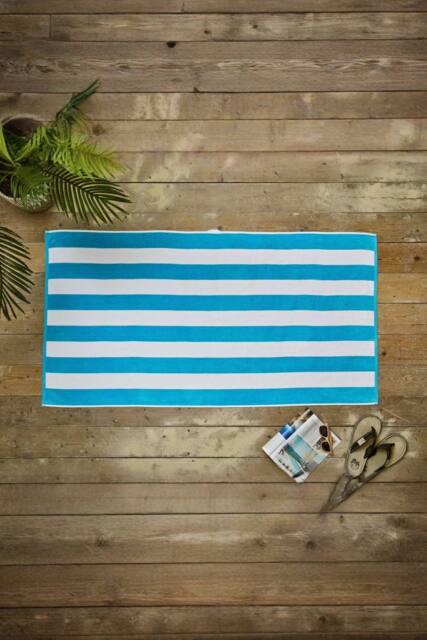 Deyongs Cabana Bay 100% Cotton Yarn Dyed Stripe Beach Towel 80x165 in Turquoise - image 1