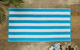 Deyongs Cabana Bay Supersoft 100% Cotton Woven Stripe Large Beach Towel 80x165cm in Turquoise - Size: 80x165 cm - thumbnail 3