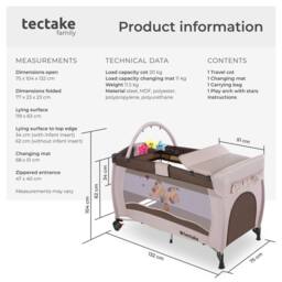 tectake Travel Cot Dog in Brown - Size: Large - thumbnail 6