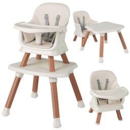 Costway 6-in-1 Baby High Chair Infant Feeding Chair Kids Stool with Removable Tray & Cushion in White