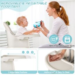 Costway 6-in-1 Baby High Chair Infant Feeding Chair Kids Stool with Removable Tray & Cushion in White - thumbnail 7