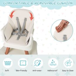 Costway 6-in-1 Baby High Chair Infant Feeding Chair Kids Stool with Removable Tray & Cushion in White - thumbnail 5