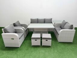 Fimous PE Rattan Garden Furniture Set Reclining Chair Sofa Double Love Seat 2 Seater Sofa Lounge Set Adjustable Lifting Dining or Coffee Table 2 - thumbnail 2